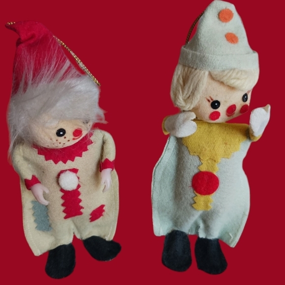 unbranded Other - Vtg clowns felt christmas ornaments set of 2